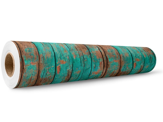 Distressed Aquamarine Wood Plank Wrap Film Wholesale Roll
