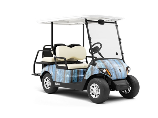 Distressed Powder Wood Plank Wrapped Golf Cart