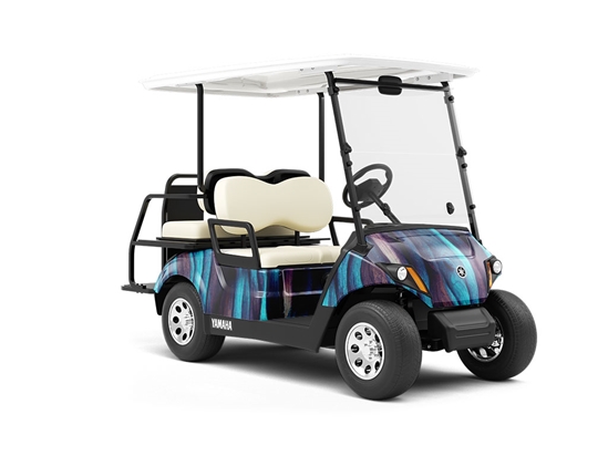 Ocean Waves Wood Plank Wrapped Golf Cart