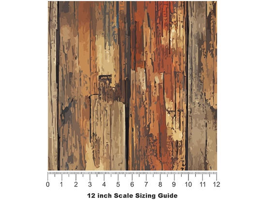 Distressed Cognac Wood Plank Vinyl Film Pattern Size 12 inch Scale