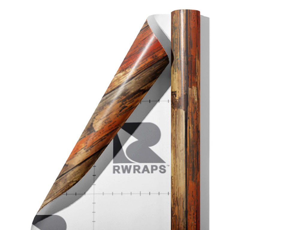Distressed Cognac Wood Plank Wrap Film Sheets