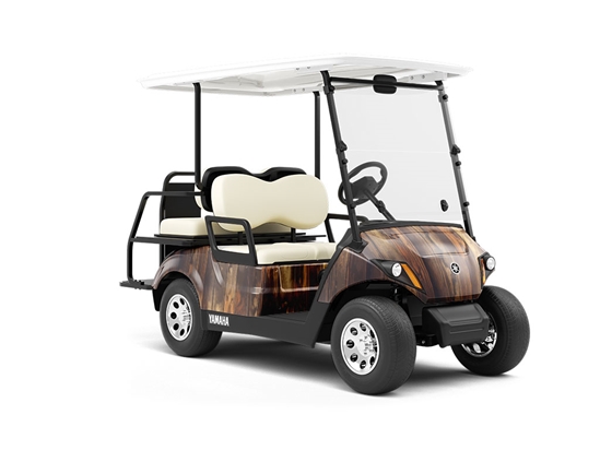 Distressed Provincial Wood Plank Wrapped Golf Cart