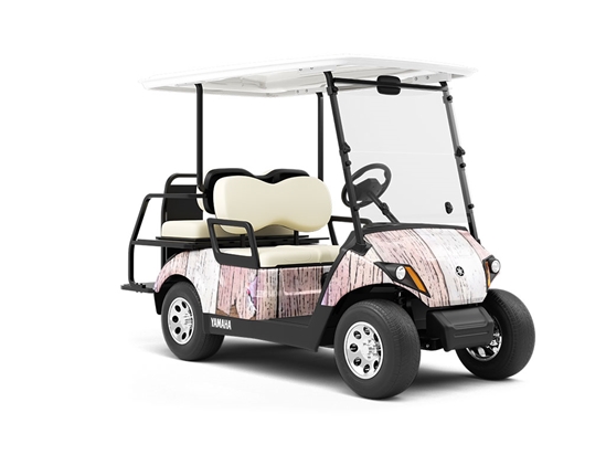 Distressed Blush Wood Plank Wrapped Golf Cart