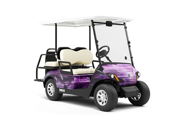 Distressed Magenta Wood Plank Wrapped Golf Cart