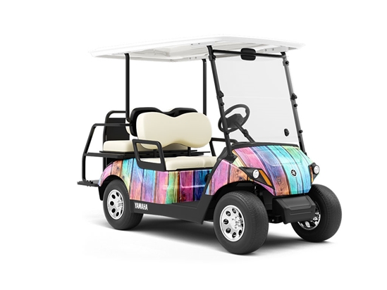 Oil Spill Wood Plank Wrapped Golf Cart