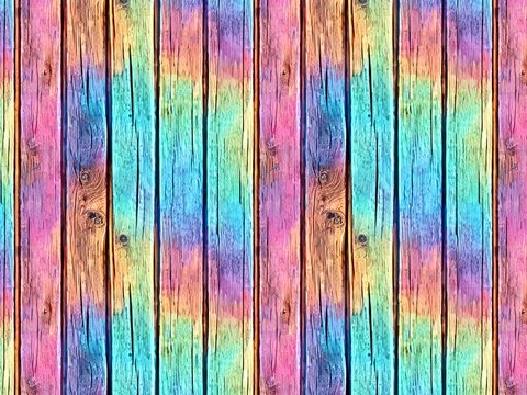Rwraps™ Rainbow Wood Plank Print Vinyl Wrap Film - Oil Spill