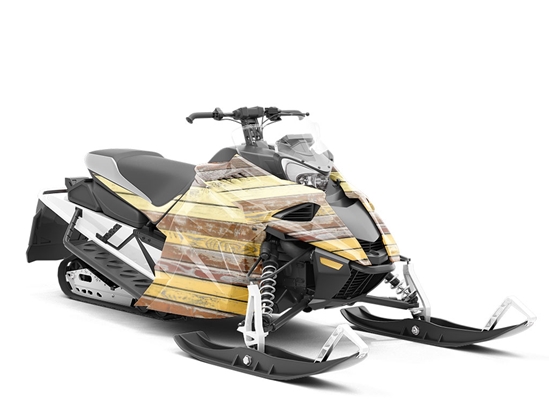 Distressed Gradient Wood Plank Custom Wrapped Snowmobile