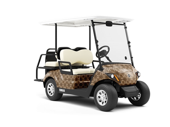 Dark Walnut Wooden Parquet Wrapped Golf Cart