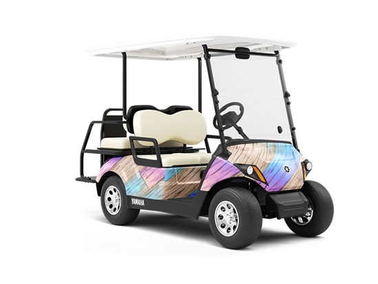 Purple Streaks Wooden Parquet Wrapped Golf Cart
