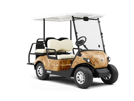 Golden Wheat Wooden Parquet Wrapped Golf Cart