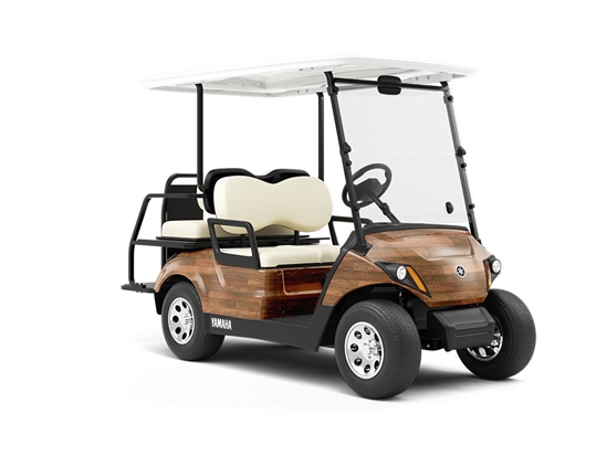 Dark Mahogany Wooden Parquet Wrapped Golf Cart