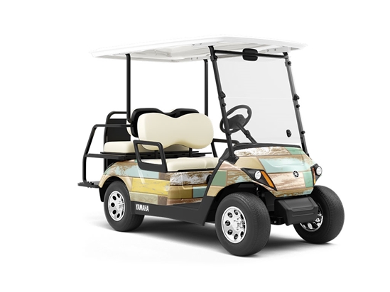 Sage Stain Wooden Parquet Wrapped Golf Cart