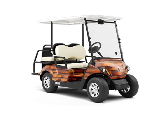 Uneven Chestnut Wooden Parquet Wrapped Golf Cart