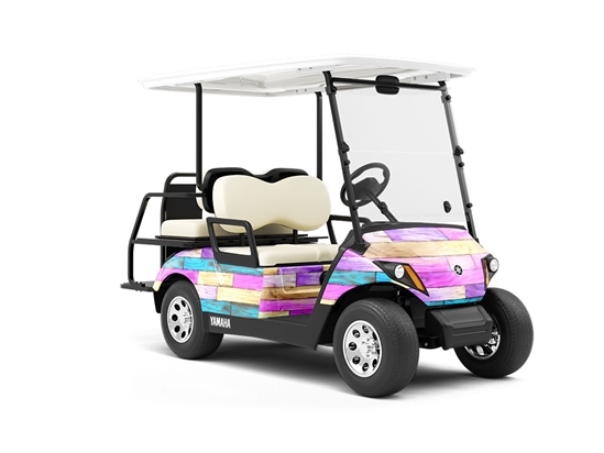 Unicorn Rainbow Wooden Parquet Wrapped Golf Cart