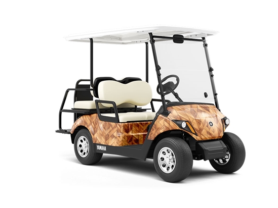Cedar Trapezoids Wooden Parquet Wrapped Golf Cart