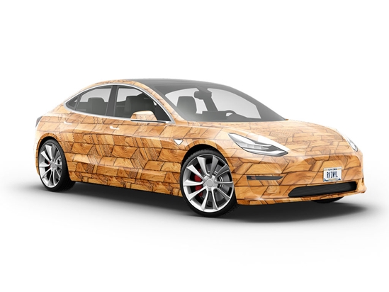 Rustic Trapezoids Wooden Parquet Vehicle Vinyl Wrap