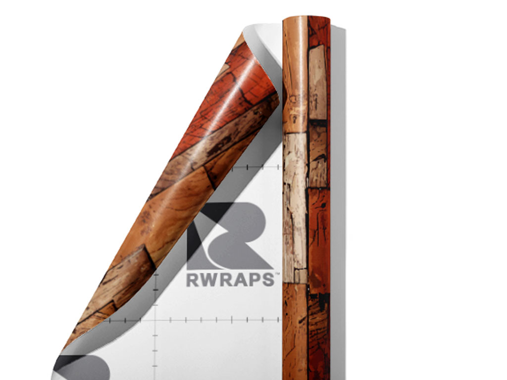 Distressed Oak Wooden Parquet Wrap Film Sheets
