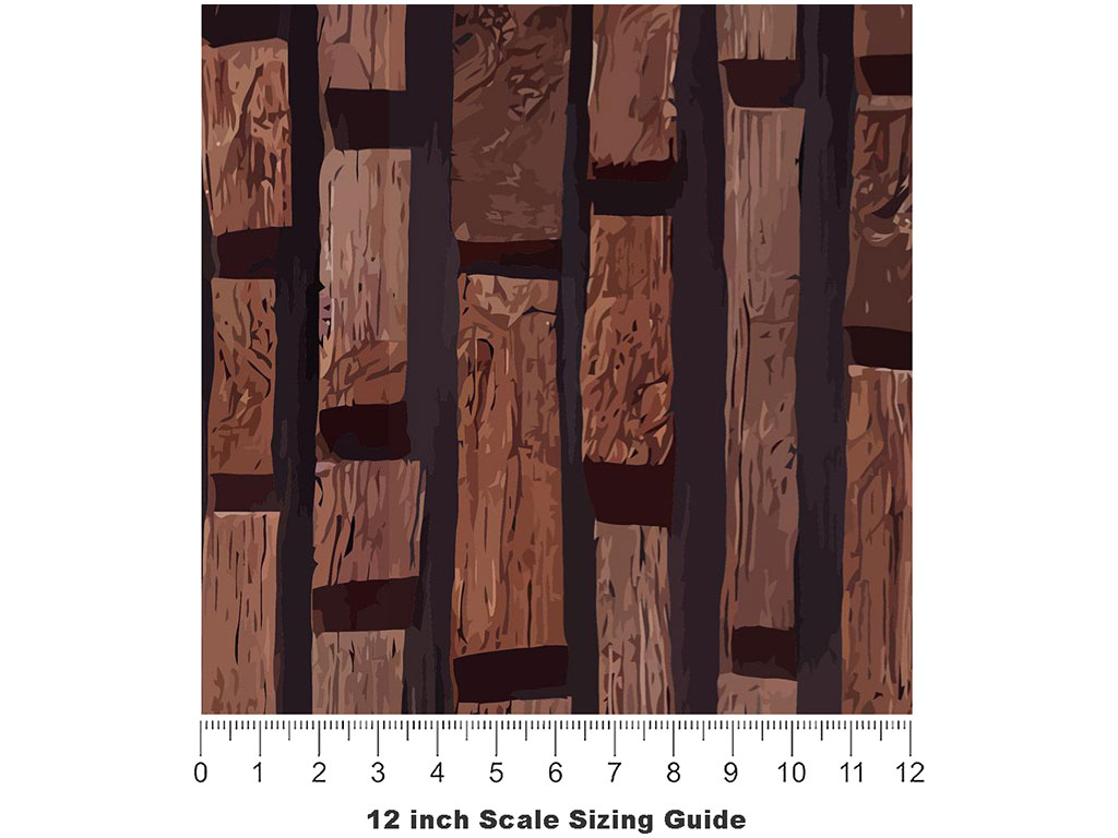 Split Walnut Wooden Parquet Vinyl Film Pattern Size 12 inch Scale