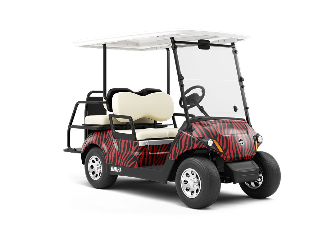 Red Zebra Wrapped Golf Cart