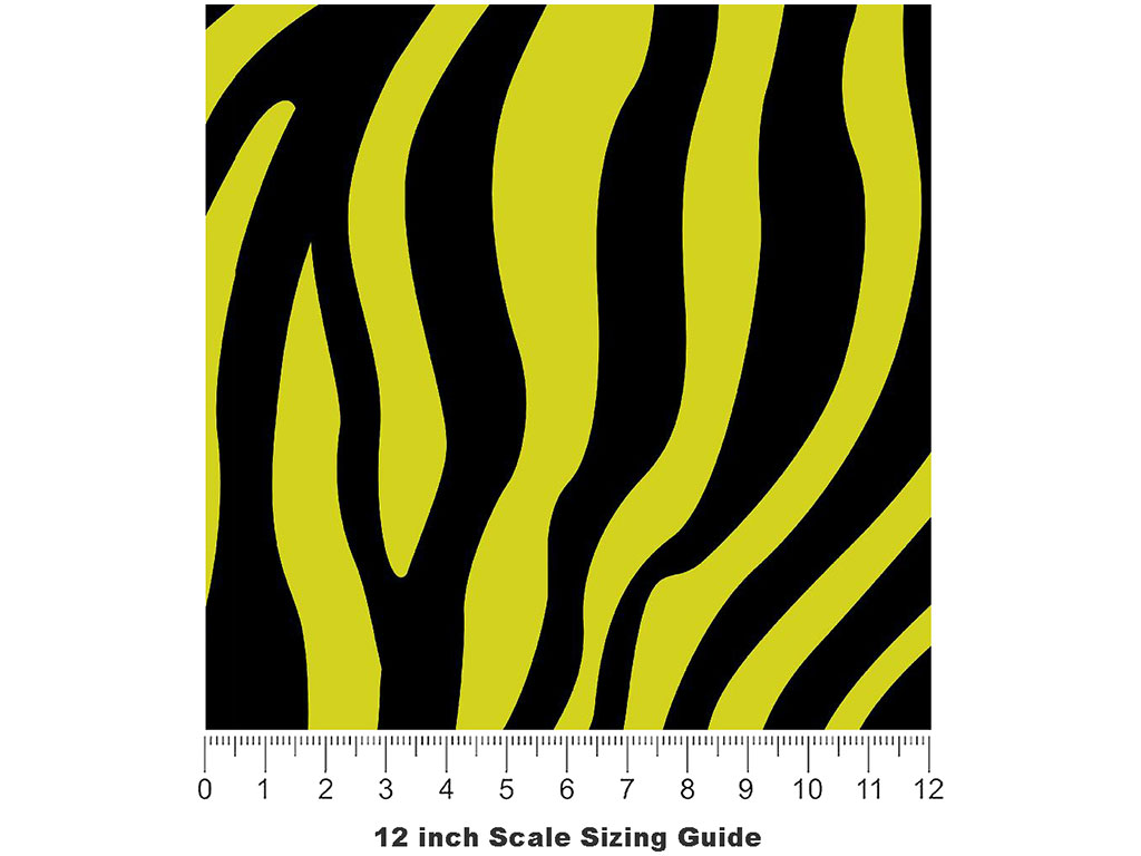 Yellow Zebra Vinyl Film Pattern Size 12 inch Scale