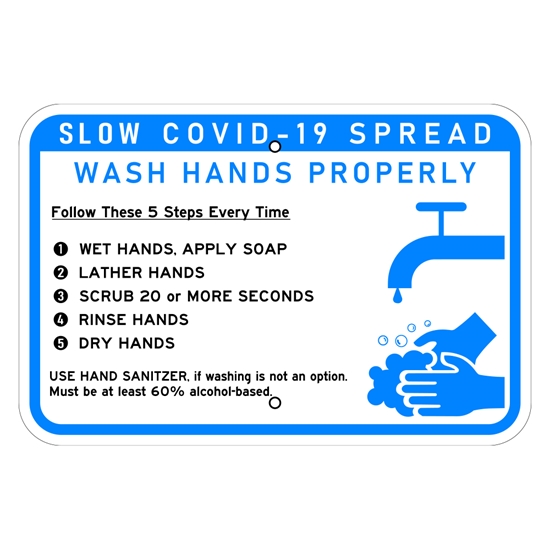 Metal COVID-19 Wash Hands Properly Healthcare Sign