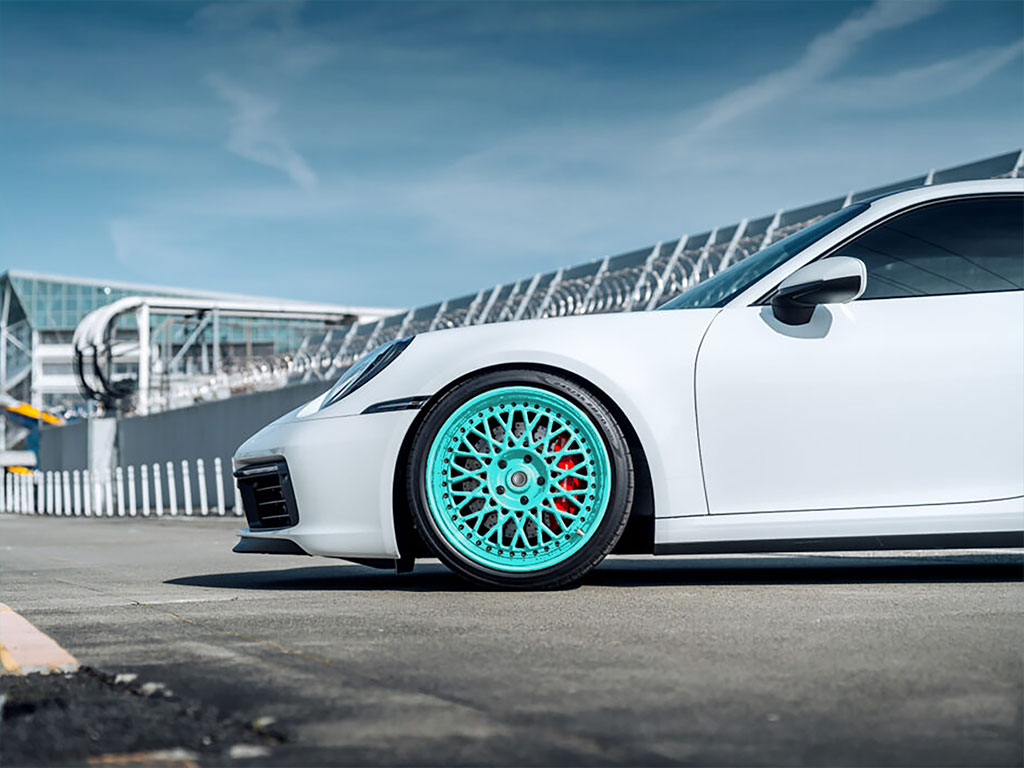 Rwraps™ Hyper Gloss Turquoise Wrapped Rim Example