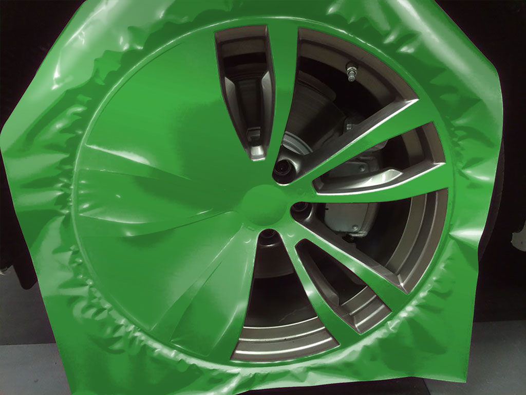 Rwraps™ Matte Chrome Green Custom Wheel Installation Process