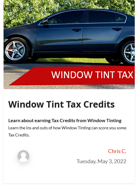 Window Tint Tax Credits